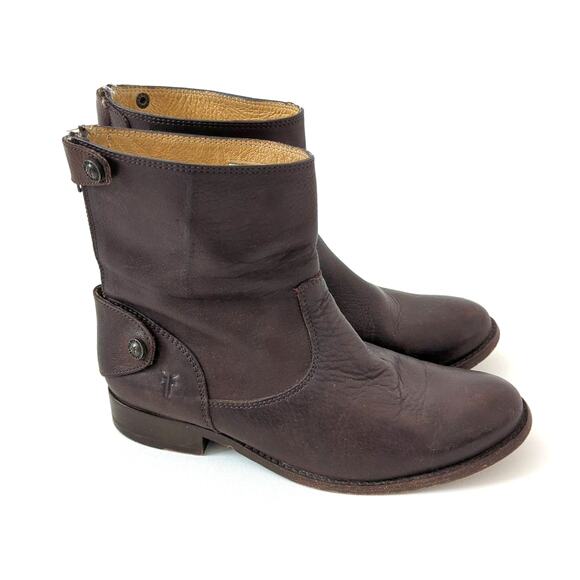 Frye Women's Melissa Button Back Zip Short Ankle Bootie Brown 6.5 B Boots 76458 - Picture 4 of 11